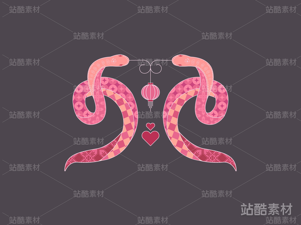 十二生肖-蛇吉祥纹样矢量图（主预览-12855） - 未分类 - 站酷设计师浅夏autumn原创素材 - 站酷ZCOOL