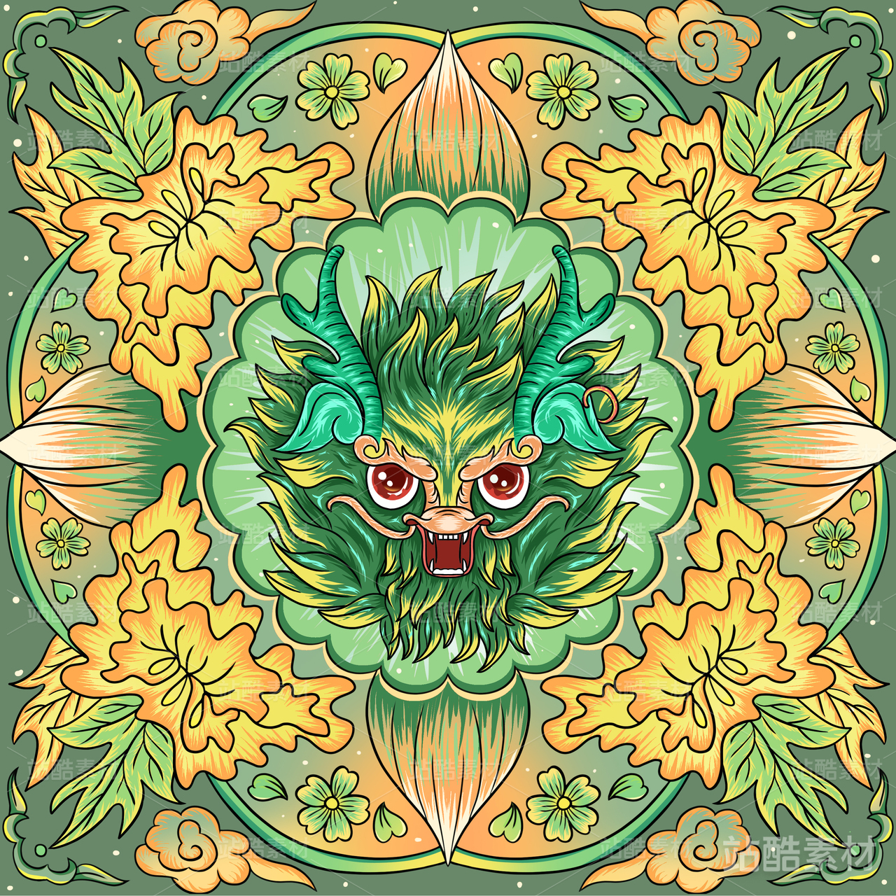 十二生肖——龙年国潮插画