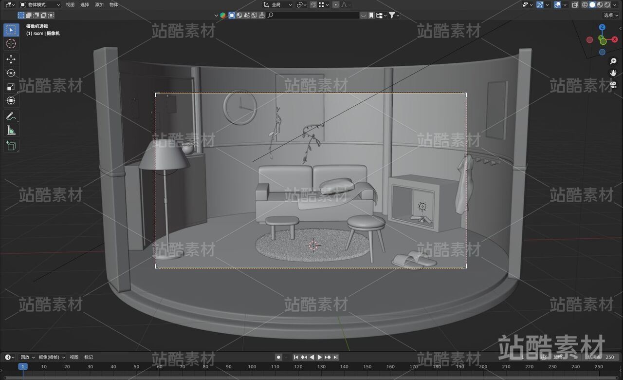 Blender圆形小房子小场景