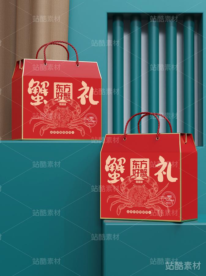 大闸蟹包装礼盒版画设计（主预览-16271） - 未分类 - 站酷设计师瑟琳娜Selina原创素材 - 站酷ZCOOL