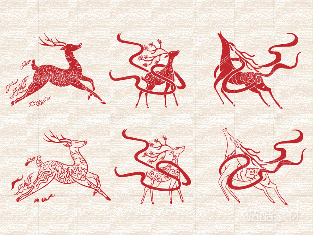 傳統(tǒng)吉祥動(dòng)物紋樣 鹿 剪紙風(fēng) 印章（主預(yù)覽-16364） - 未分類 - 站酷設(shè)計(jì)師A_霖原創(chuàng)素材 - 站酷ZCOOL