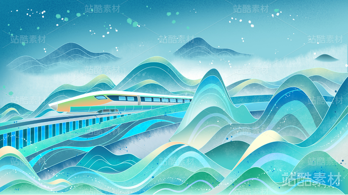 杭州高铁国潮风插画（主预览-19100） - 未分类 - 站酷设计师SYF朝生原创素材 - 站酷ZCOOL