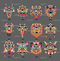 傩面具|十二兽元素插画（导航-30861） - 未分类 - 站酷设计师李小七子原创素材 - 站酷ZCOOL