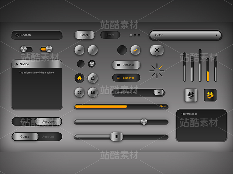 高级感金属拟物 UI设计组件库