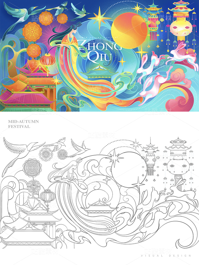 中国传统节日中秋设计素材(主预览-40927) - 未分类 - 站酷设计师StarryDesign原创素材 - 站酷ZCOOL