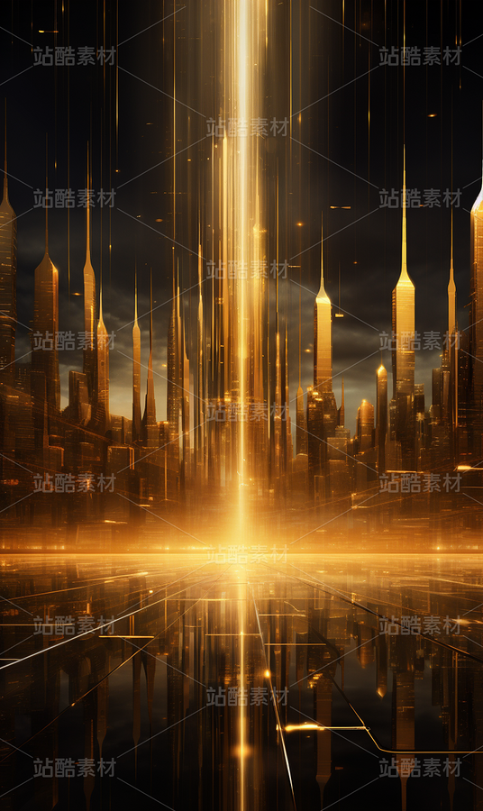金色高端城市空间艺术几何图形光影(主预览-42181) - 未分类 - 站酷设计师AIGC微微原创素材 - 站酷ZCOOL