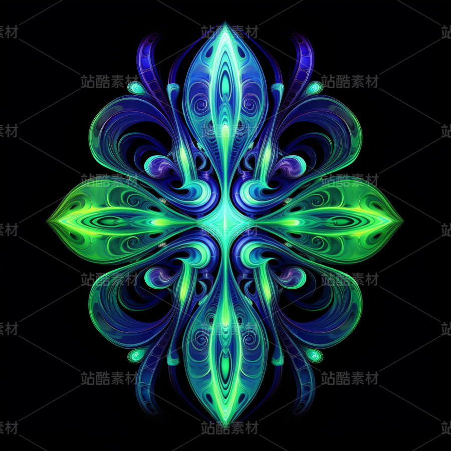 熒光綠色藍(lán)色紫色漸變幾何藝術(shù)未來科技（主預(yù)覽-42982） - 未分類 - 站酷設(shè)計師AIGC微微原創(chuàng)素材 - 站酷ZCOOL