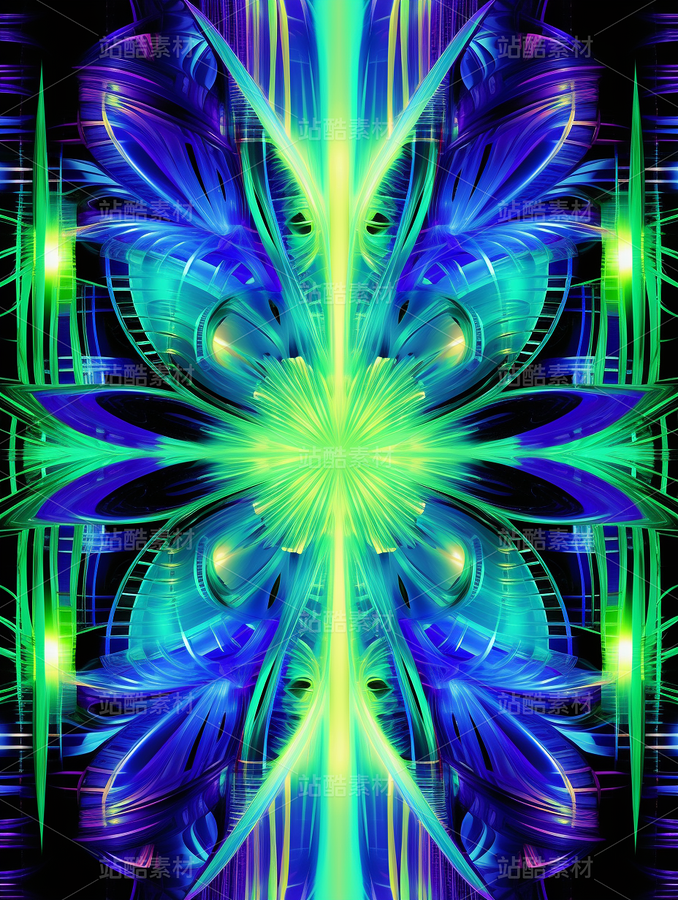 熒光綠色藍(lán)色紫色漸變幾何藝術(shù)未來科技（主預(yù)覽-42969） - 未分類 - 站酷設(shè)計師AIGC微微原創(chuàng)素材 - 站酷ZCOOL