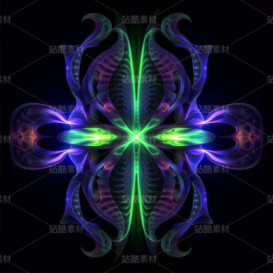 熒光綠色藍(lán)色紫色漸變幾何藝術(shù)未來科技（主預(yù)覽-42981） - 未分類 - 站酷設(shè)計師AIGC微微原創(chuàng)素材 - 站酷ZCOOL