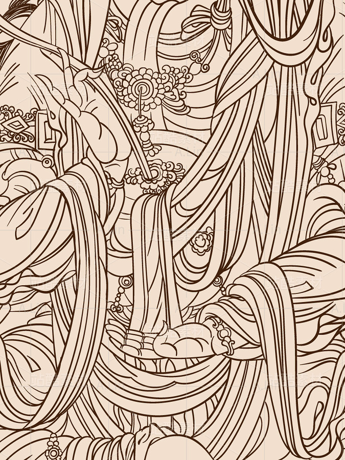 敦煌壁畫(huà)白描線(xiàn)稿 文殊菩薩手持如意坐青獅背蓮花座（主預(yù)覽-54933） - 未分類(lèi) - 站酷設(shè)計(jì)師A_霖原創(chuàng)素材 - 站酷ZCOOL