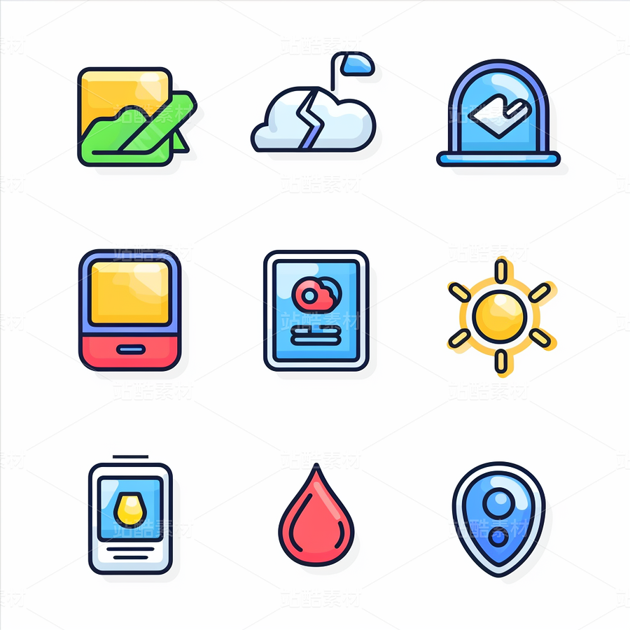 彩色图标ICON旅游办公社交媒体（主预览-60915） - 未分类 - 站酷设计师AIGC微微原创素材 - 站酷ZCOOL