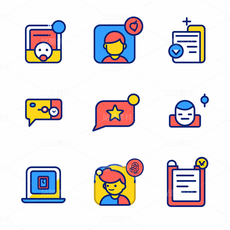 彩色图标ICON旅游办公社交媒体（主预览-60922） - 未分类 - 站酷设计师AIGC微微原创素材 - 站酷ZCOOL