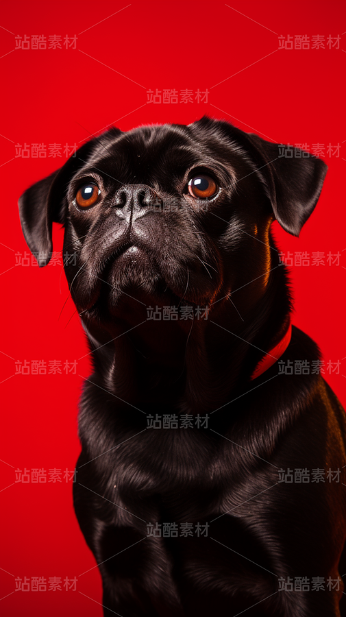 宠物动物摄影狗狗写真红色背景黑色皮肤(主预览-62164) - 未分类 - 站酷设计师AIGC微微原创素材 - 站酷ZCOOL