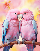 彩色小鳥(niǎo)鸚鵡照片插畫恩愛(ài)中國(guó)風(fēng)（導(dǎo)航-62258） - 未分類 - 站酷設(shè)計(jì)師AIGC微微原創(chuàng)素材 - 站酷ZCOOL