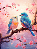 彩色小鳥(niǎo)鸚鵡照片插畫恩愛(ài)中國(guó)風(fēng)（導(dǎo)航-62248） - 未分類 - 站酷設(shè)計(jì)師AIGC微微原創(chuàng)素材 - 站酷ZCOOL