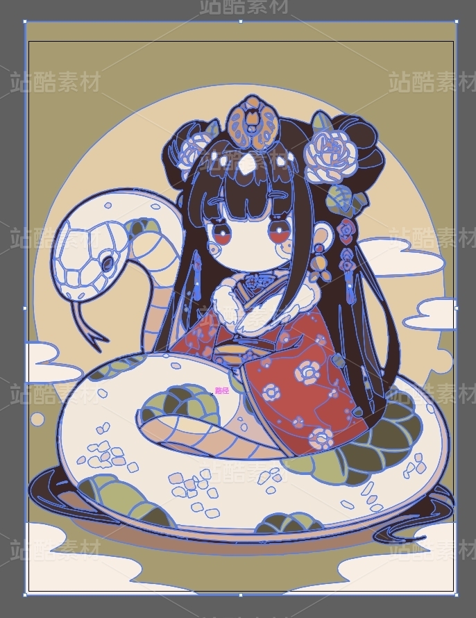 Illustrator矢量可爱蛇女