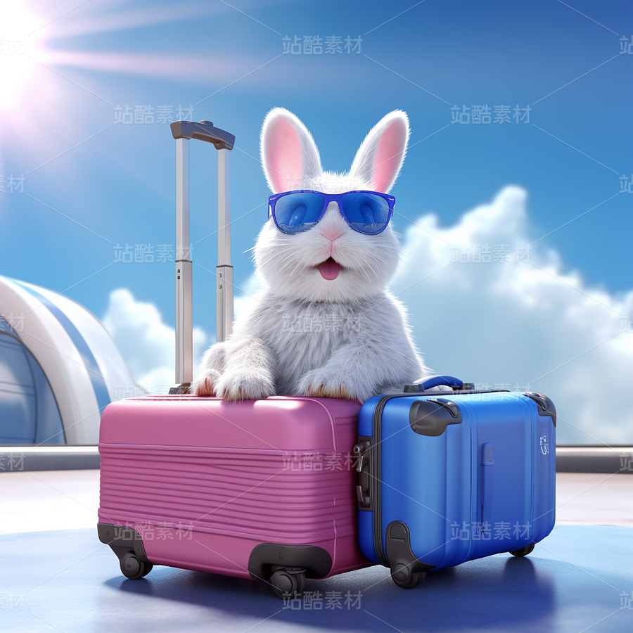 彩色可爱兔子飞机旅游度假梦幻（主预览-62836） - 未分类 - 站酷设计师AIGC微微原创素材 - 站酷ZCOOL