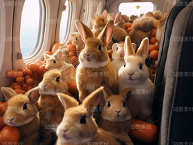 彩色可爱兔子飞机旅游度假梦幻（导航-62820） - 未分类 - 站酷设计师AIGC微微原创素材 - 站酷ZCOOL