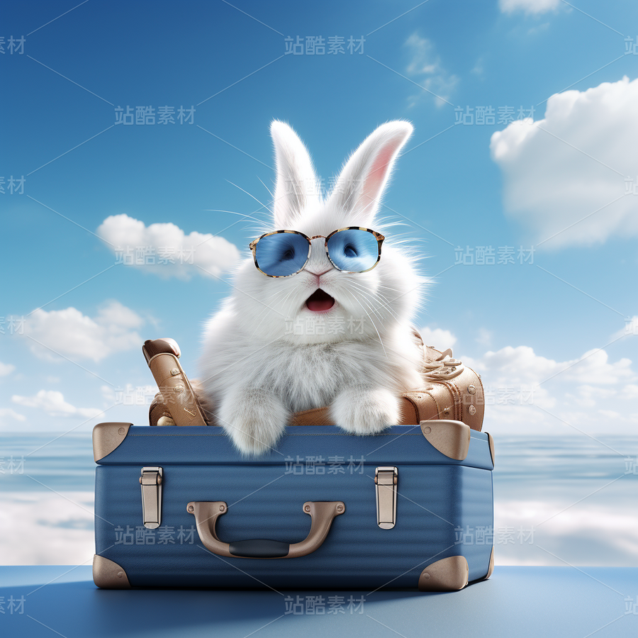 彩色可爱兔子飞机旅游度假梦幻（主预览-62833） - 未分类 - 站酷设计师AIGC微微原创素材 - 站酷ZCOOL