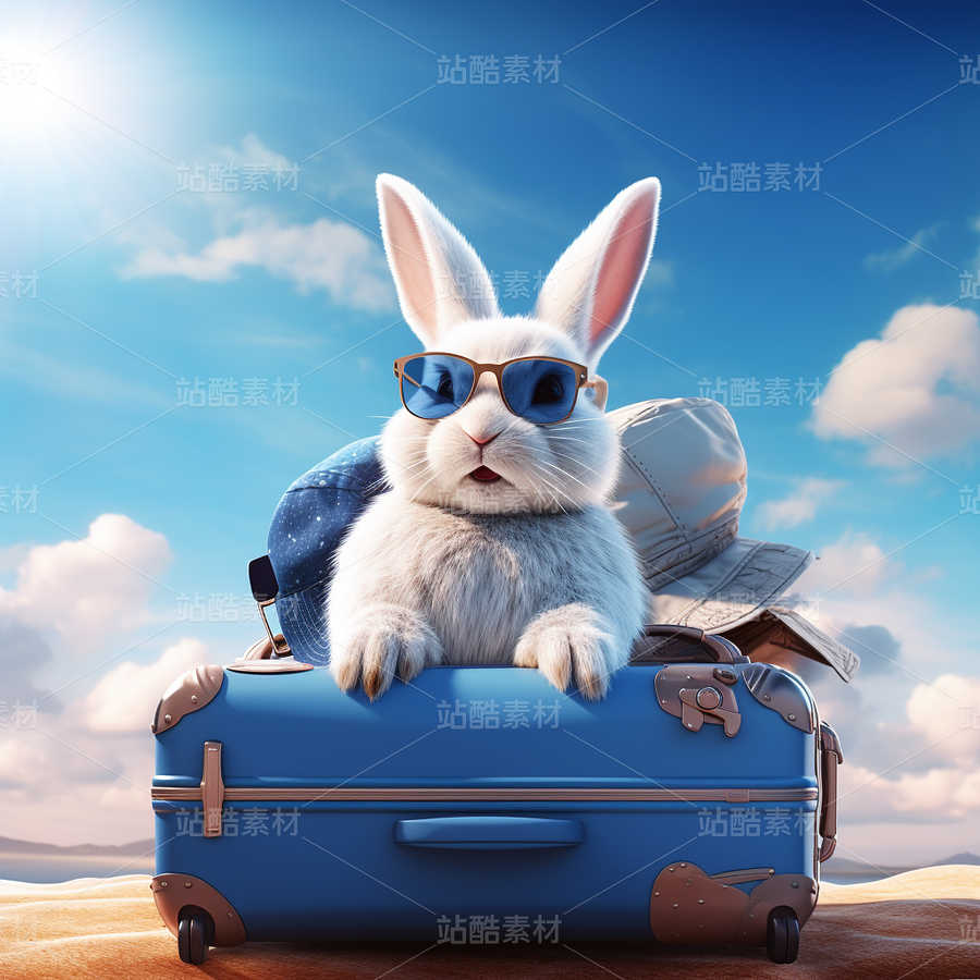 彩色可爱兔子飞机旅游度假梦幻（主预览-62838） - 未分类 - 站酷设计师AIGC微微原创素材 - 站酷ZCOOL