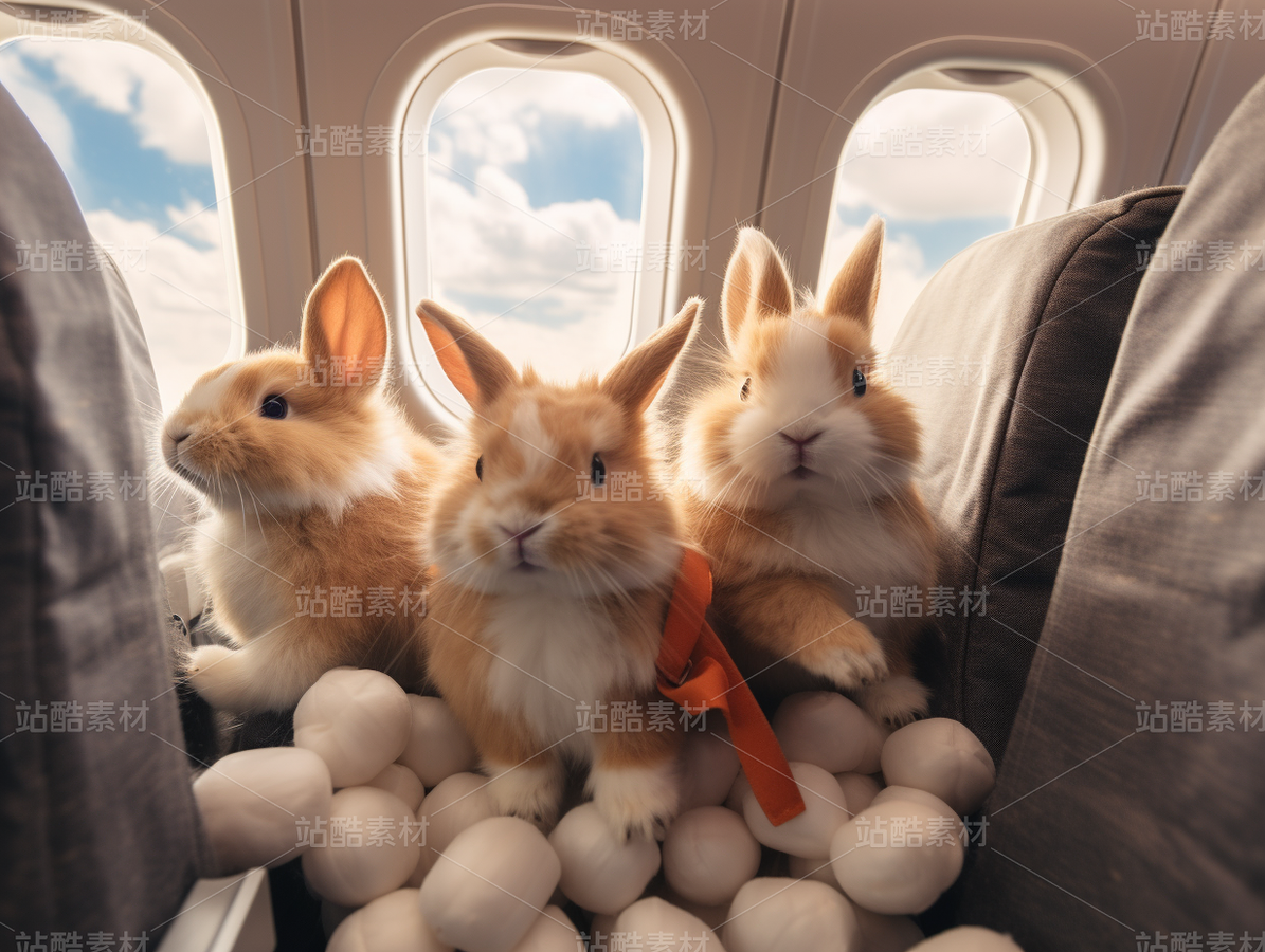 彩色可爱兔子飞机旅游度假梦幻（主预览-62822） - 未分类 - 站酷设计师AIGC微微原创素材 - 站酷ZCOOL