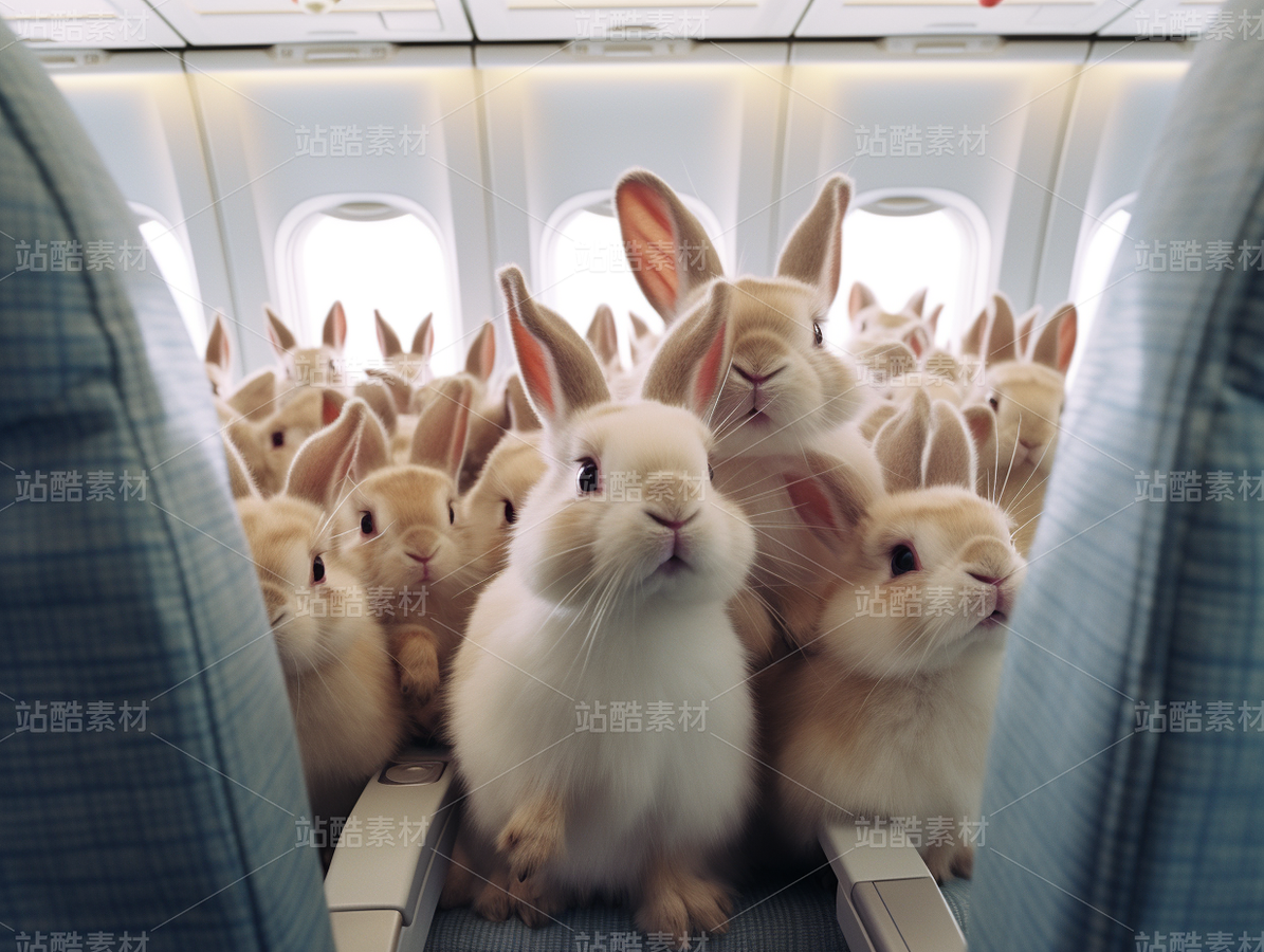 彩色可爱兔子飞机旅游度假梦幻（主预览-62827） - 未分类 - 站酷设计师AIGC微微原创素材 - 站酷ZCOOL