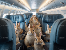 彩色可爱兔子飞机旅游度假梦幻（导航-62826） - 未分类 - 站酷设计师AIGC微微原创素材 - 站酷ZCOOL