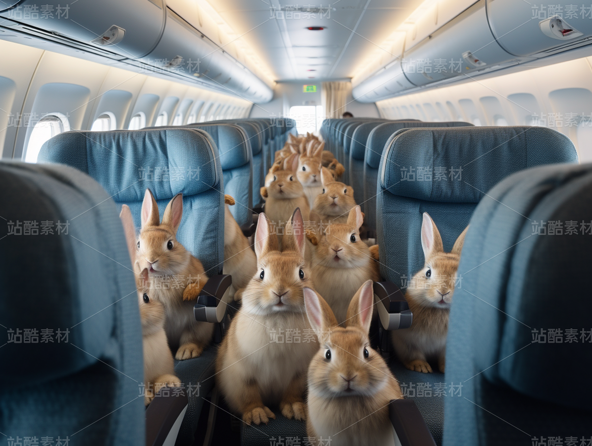 彩色可爱兔子飞机旅游度假梦幻（主预览-62826） - 未分类 - 站酷设计师AIGC微微原创素材 - 站酷ZCOOL