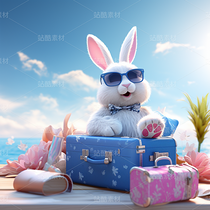 彩色可爱兔子飞机旅游度假梦幻（导航-62834） - 未分类 - 站酷设计师AIGC微微原创素材 - 站酷ZCOOL