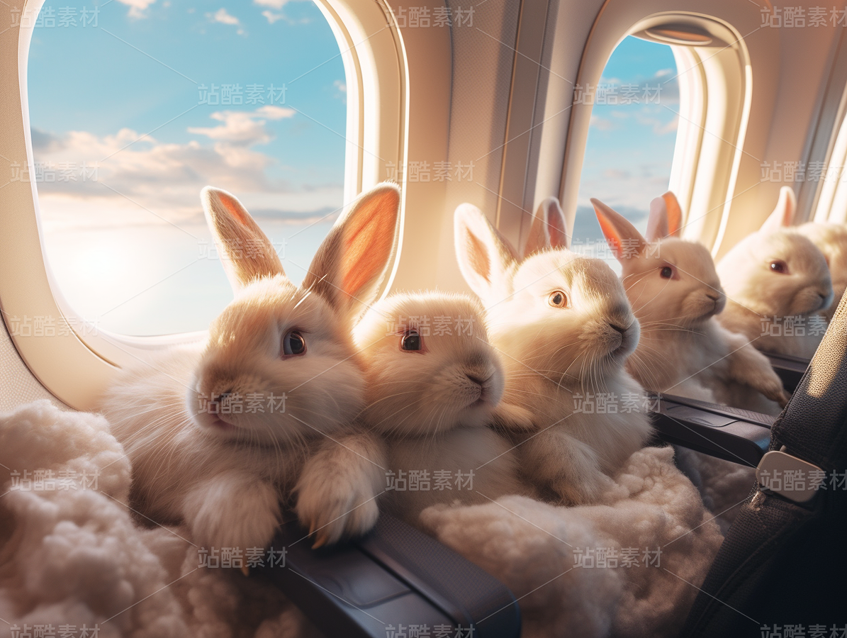 彩色可爱兔子飞机旅游度假梦幻（主预览-62825） - 未分类 - 站酷设计师AIGC微微原创素材 - 站酷ZCOOL