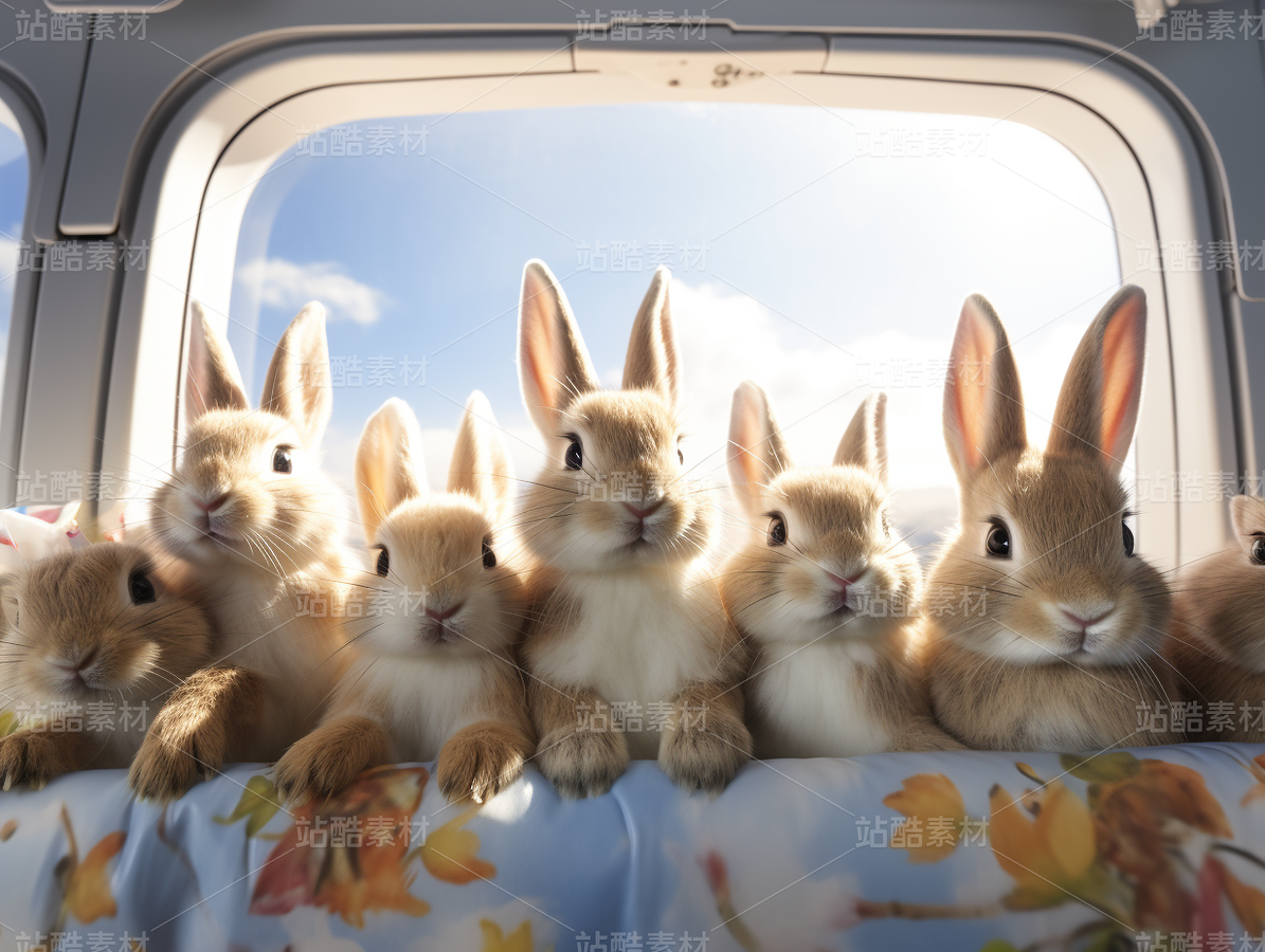 彩色可爱兔子飞机旅游度假梦幻（主预览-62830） - 未分类 - 站酷设计师AIGC微微原创素材 - 站酷ZCOOL