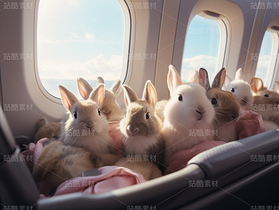 彩色可爱兔子飞机旅游度假梦幻（导航-62824） - 未分类 - 站酷设计师AIGC微微原创素材 - 站酷ZCOOL