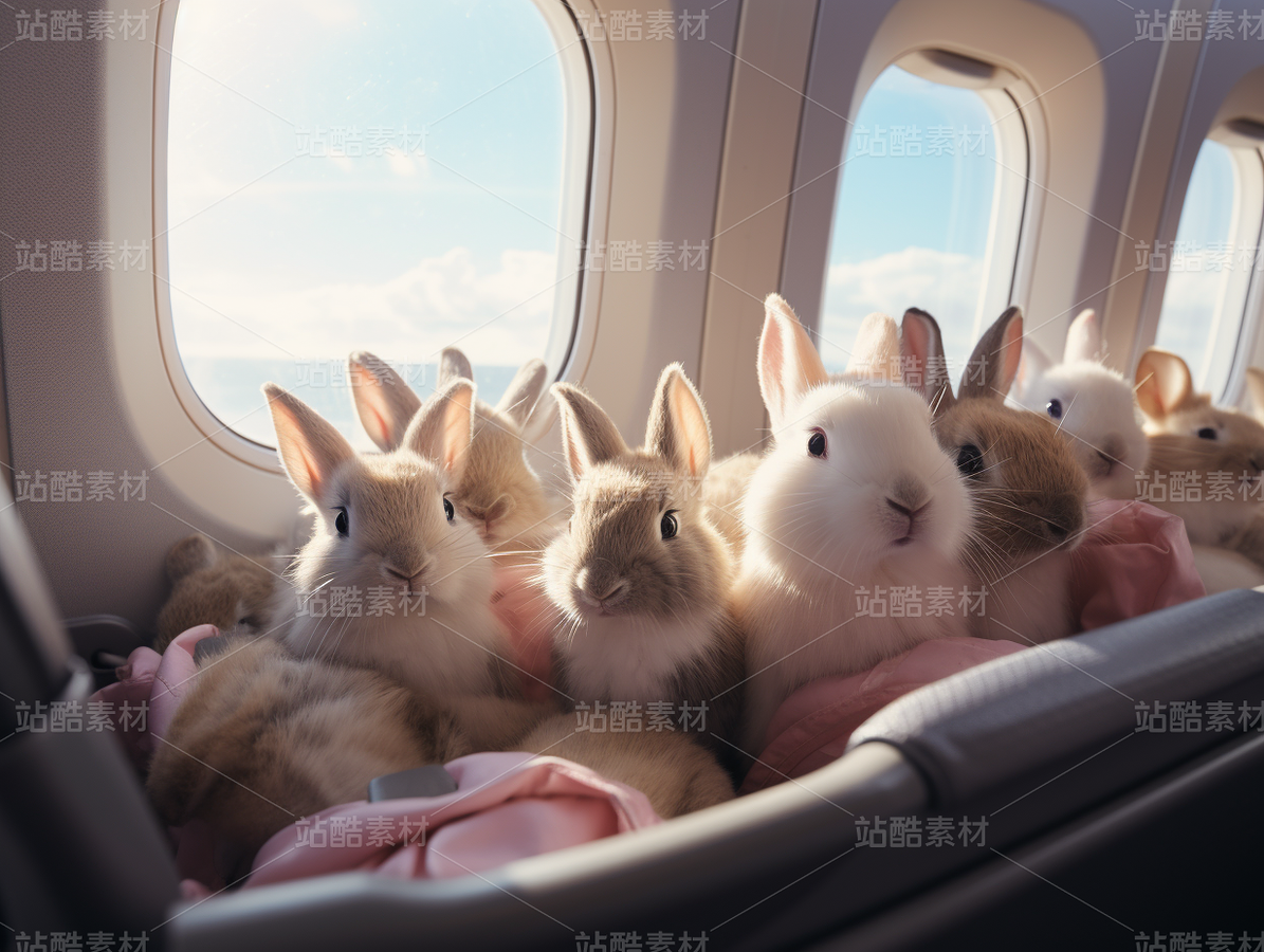 彩色可爱兔子飞机旅游度假梦幻（主预览-62824） - 未分类 - 站酷设计师AIGC微微原创素材 - 站酷ZCOOL