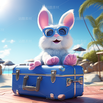 彩色可爱兔子飞机旅游度假梦幻（导航-62835） - 未分类 - 站酷设计师AIGC微微原创素材 - 站酷ZCOOL