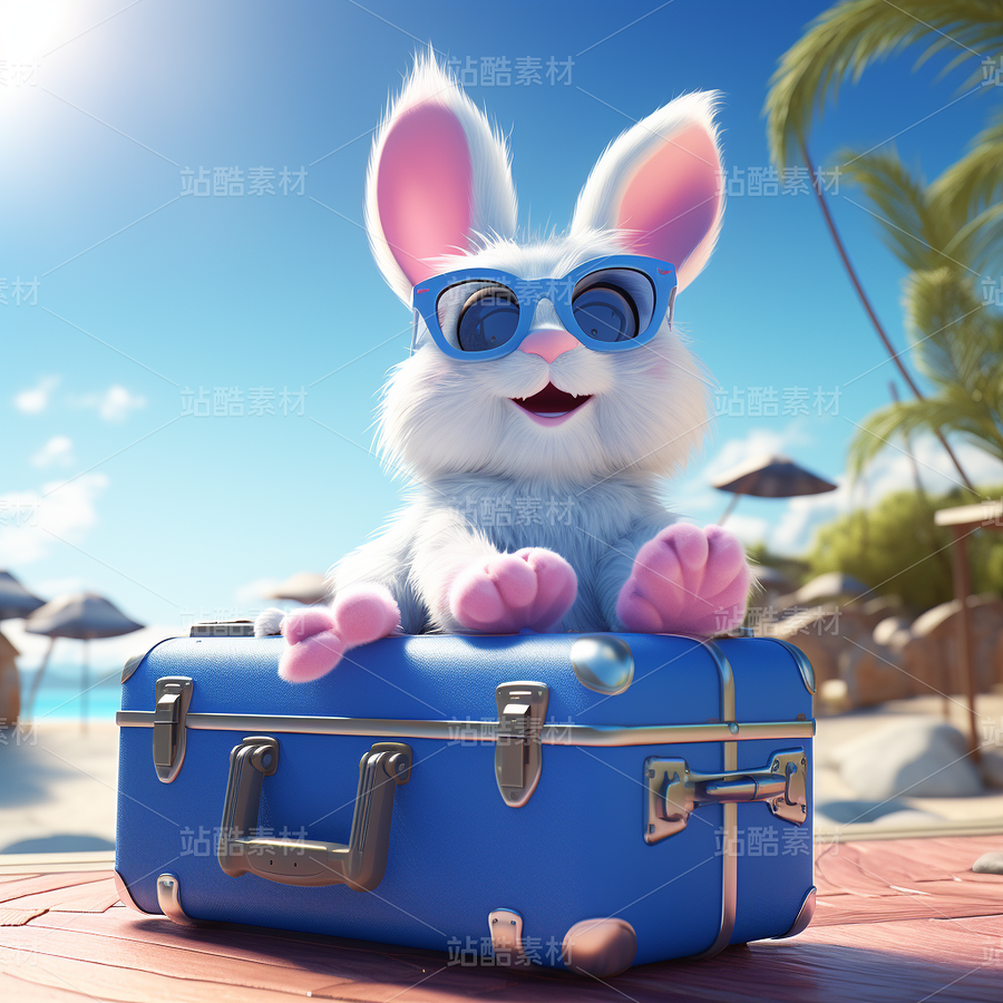 彩色可爱兔子飞机旅游度假梦幻（主预览-62835） - 未分类 - 站酷设计师AIGC微微原创素材 - 站酷ZCOOL
