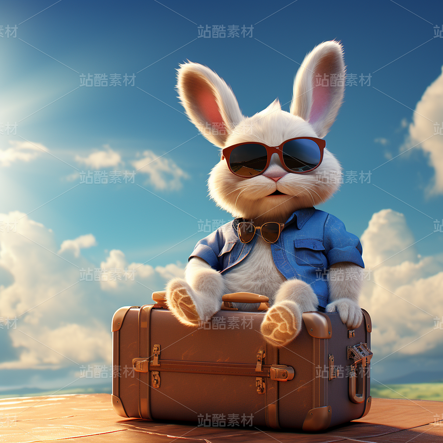 彩色可爱兔子飞机旅游度假梦幻（主预览-62832） - 未分类 - 站酷设计师AIGC微微原创素材 - 站酷ZCOOL