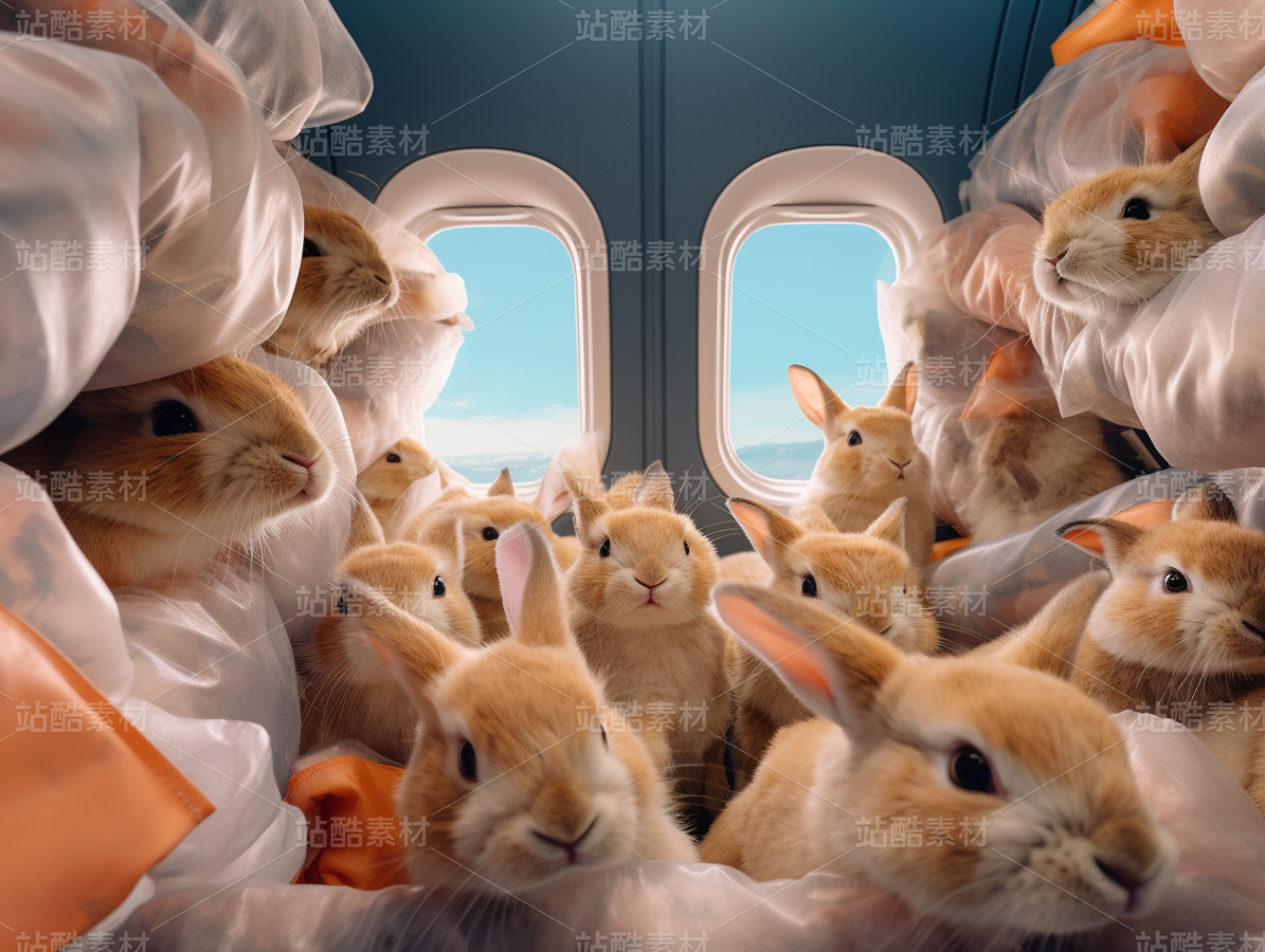 彩色可爱兔子飞机旅游度假梦幻（主预览-62819） - 未分类 - 站酷设计师AIGC微微原创素材 - 站酷ZCOOL
