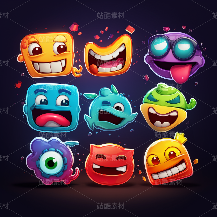 彩色卡通图标表情包ICON小怪兽怪物（主预览-63127） - 未分类 - 站酷设计师AIGC微微原创素材 - 站酷ZCOOL