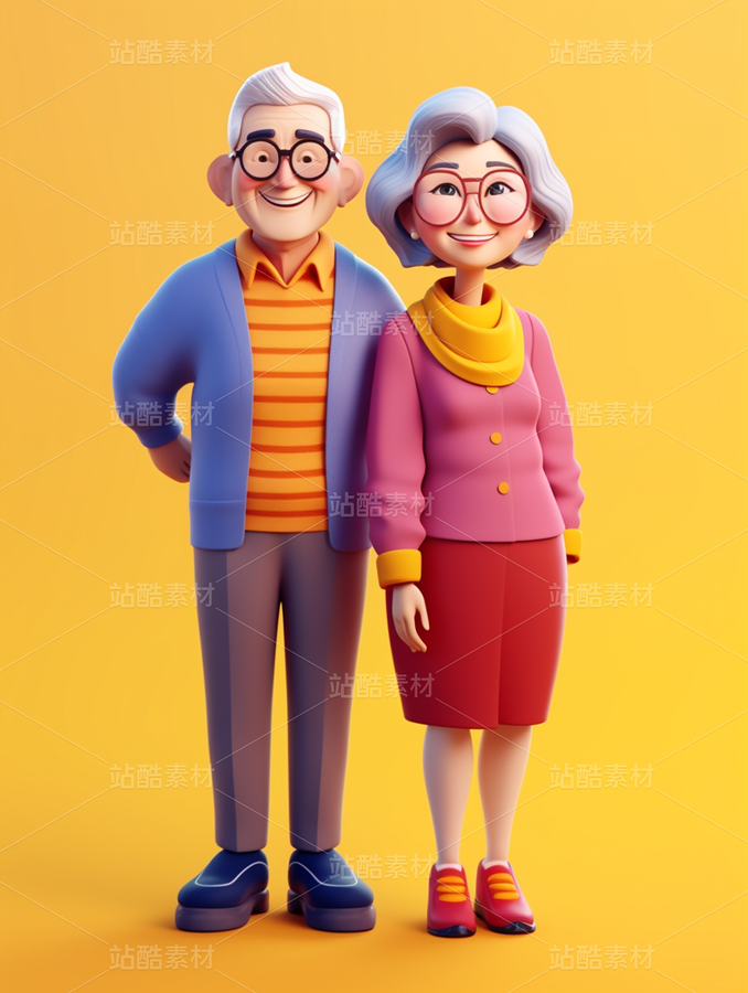 3D卡通人物老年人夫妻恩愛彩色健康（主預(yù)覽-63140） - 未分類 - 站酷設(shè)計(jì)師AIGC微微原創(chuàng)素材 - 站酷ZCOOL