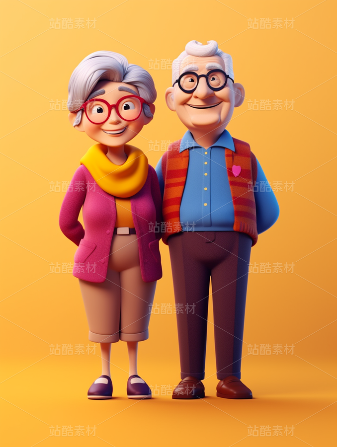 3D卡通人物老年人夫妻恩愛彩色健康（主預(yù)覽-63146） - 未分類 - 站酷設(shè)計(jì)師AIGC微微原創(chuàng)素材 - 站酷ZCOOL