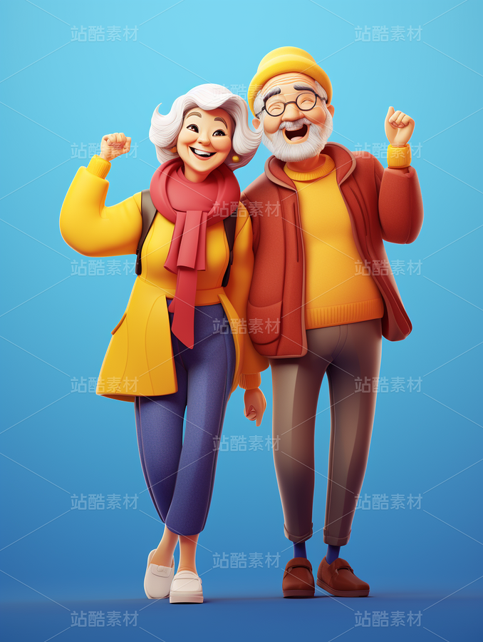 3D卡通人物老年人夫妻恩愛彩色健康（主預(yù)覽-63137） - 未分類 - 站酷設(shè)計(jì)師AIGC微微原創(chuàng)素材 - 站酷ZCOOL