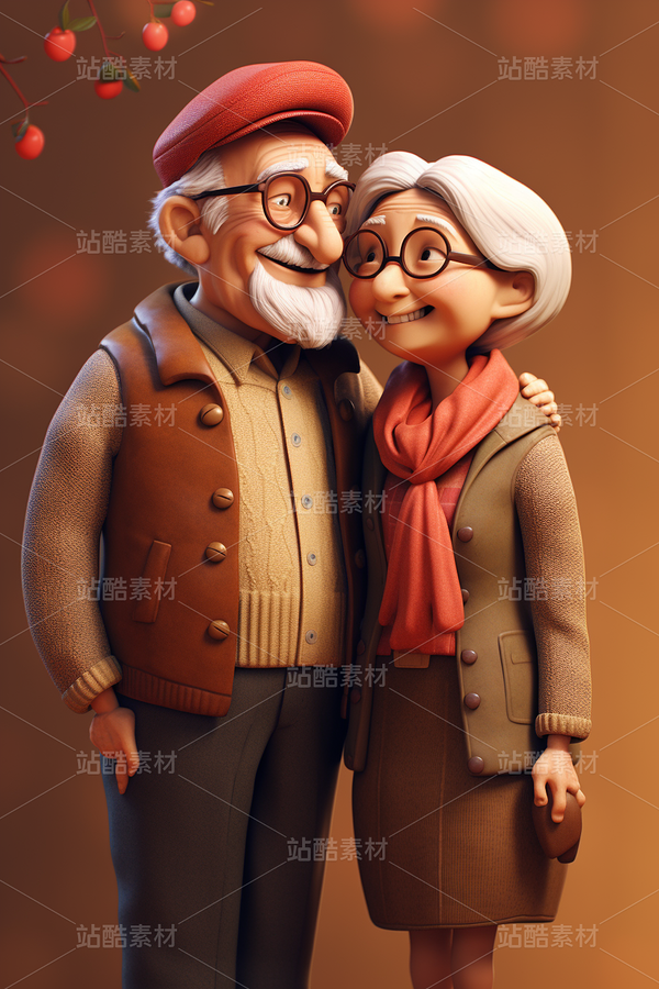 彩色3D卡通人物老年人夫妻恩愛（主預(yù)覽-67273） - 未分類 - 站酷設(shè)計(jì)師AIGC微微原創(chuàng)素材 - 站酷ZCOOL