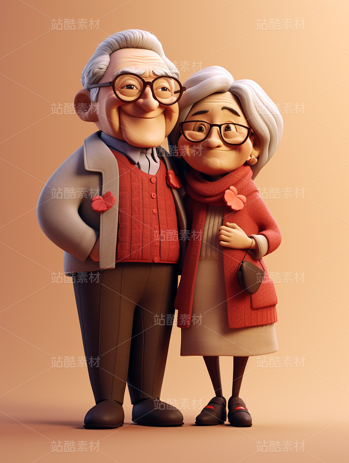 彩色3D卡通人物老年人夫妻恩愛（主預(yù)覽-67283） - 未分類 - 站酷設(shè)計(jì)師AIGC微微原創(chuàng)素材 - 站酷ZCOOL