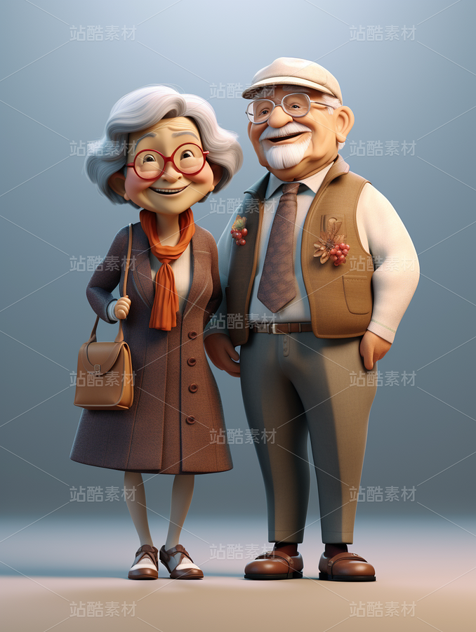 彩色3D卡通人物老年人夫妻恩愛（主預(yù)覽-67280） - 未分類 - 站酷設(shè)計(jì)師AIGC微微原創(chuàng)素材 - 站酷ZCOOL