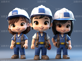 彩色3D卡通人物施工人员建筑人物（导航-67292） - 未分类 - 站酷设计师AIGC微微原创素材 - 站酷ZCOOL