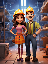 彩色3D卡通人物施工人员建筑人物（导航-67305） - 未分类 - 站酷设计师AIGC微微原创素材 - 站酷ZCOOL
