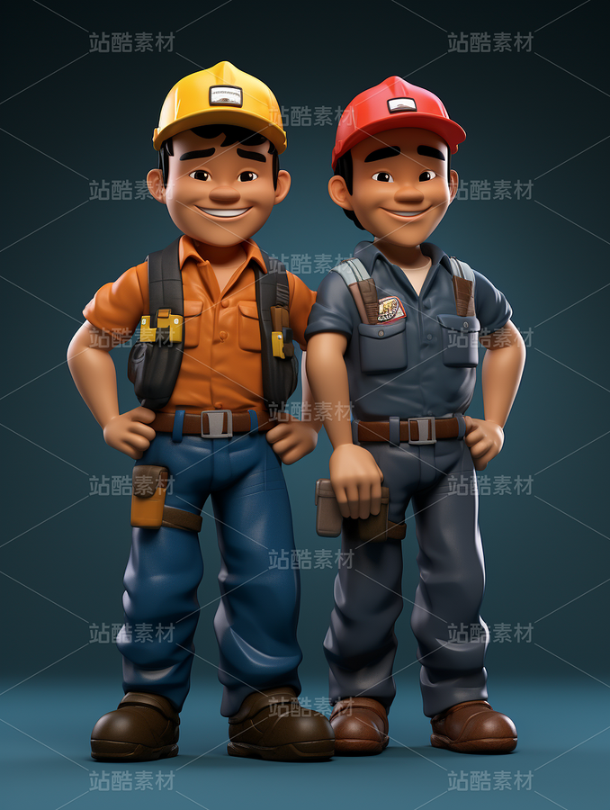 彩色3D卡通人物施工人员建筑人物（主预览-67299） - 未分类 - 站酷设计师AIGC微微原创素材 - 站酷ZCOOL