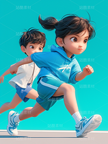彩色3D卡通男孩女孩運動奔跑（導(dǎo)航-70710） - 未分類 - 站酷設(shè)計師AIGC微微原創(chuàng)素材 - 站酷ZCOOL