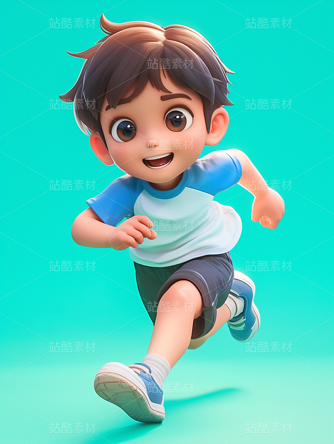 彩色3D卡通男孩女孩運動奔跑（主預(yù)覽-70695） - 未分類 - 站酷設(shè)計師AIGC微微原創(chuàng)素材 - 站酷ZCOOL