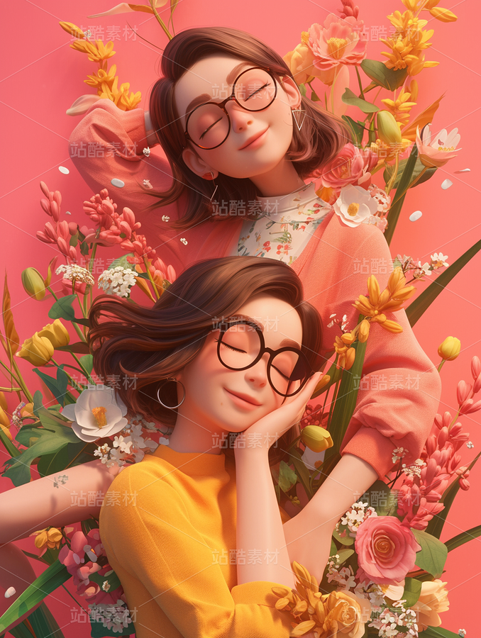 彩色3D卡通女孩閨蜜日常生活（主預(yù)覽-70823） - 未分類 - 站酷設(shè)計師AIGC微微原創(chuàng)素材 - 站酷ZCOOL